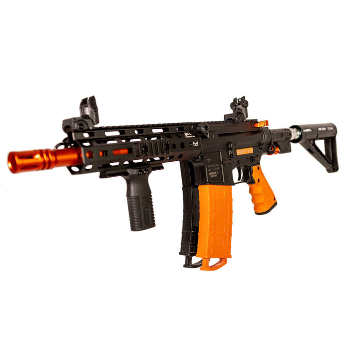 Byrna Mission 4 launcher angled view with dual magazines