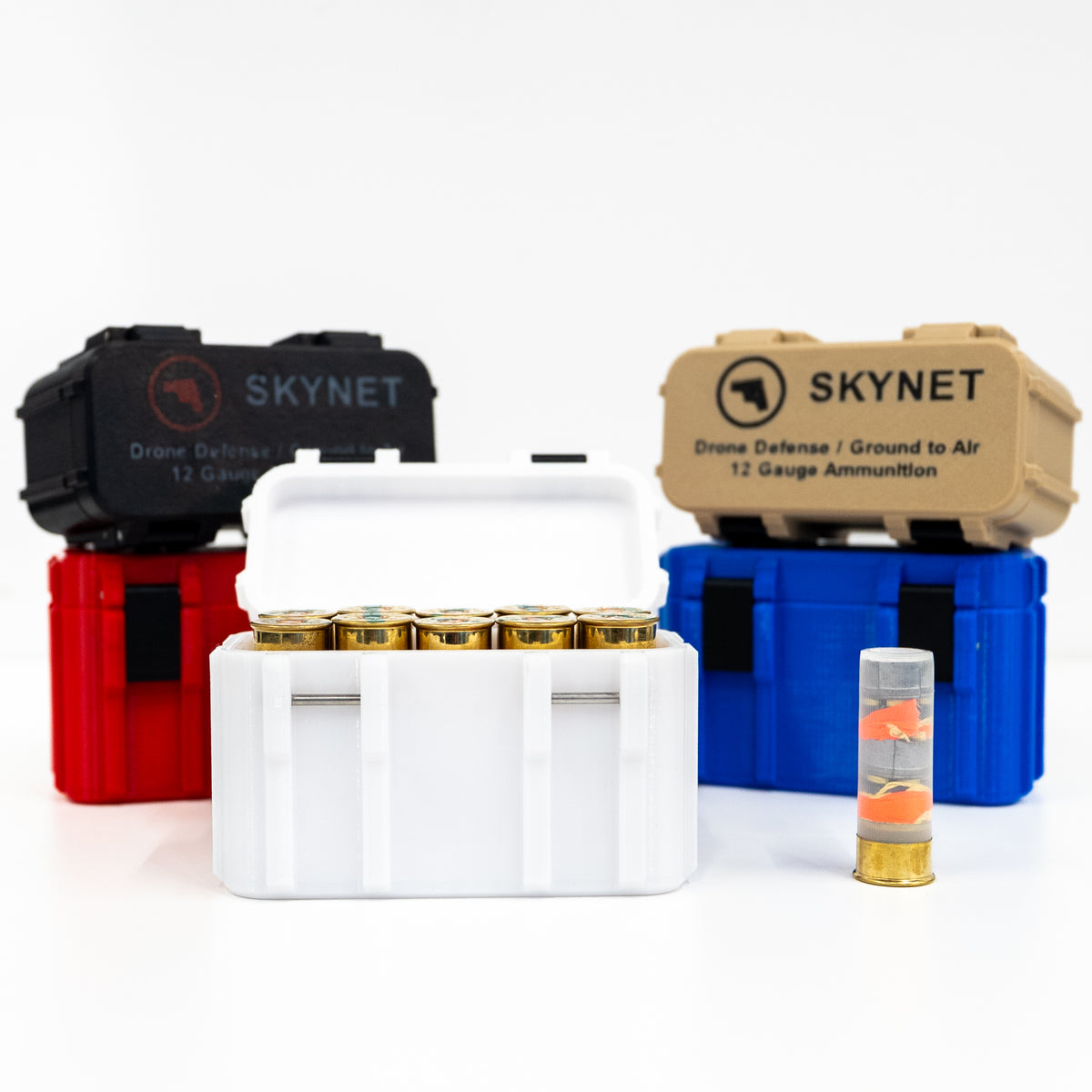 SKYNET drone defense rounds and hard cases